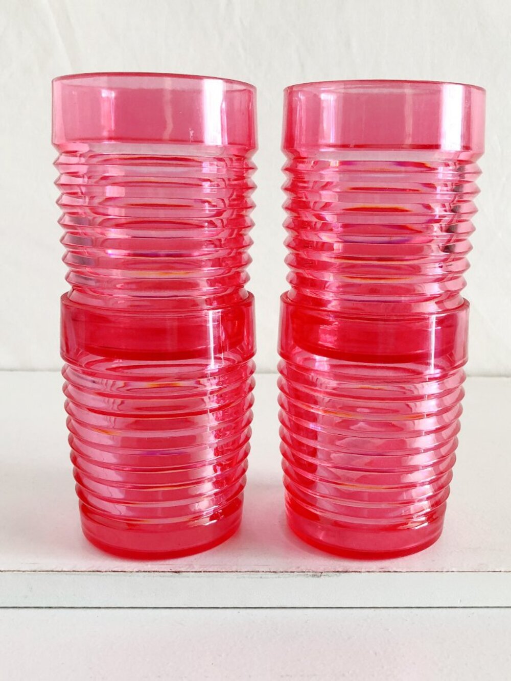 Marshall Fields Vintage 80s Acrylic Juice Cups Ruby Red